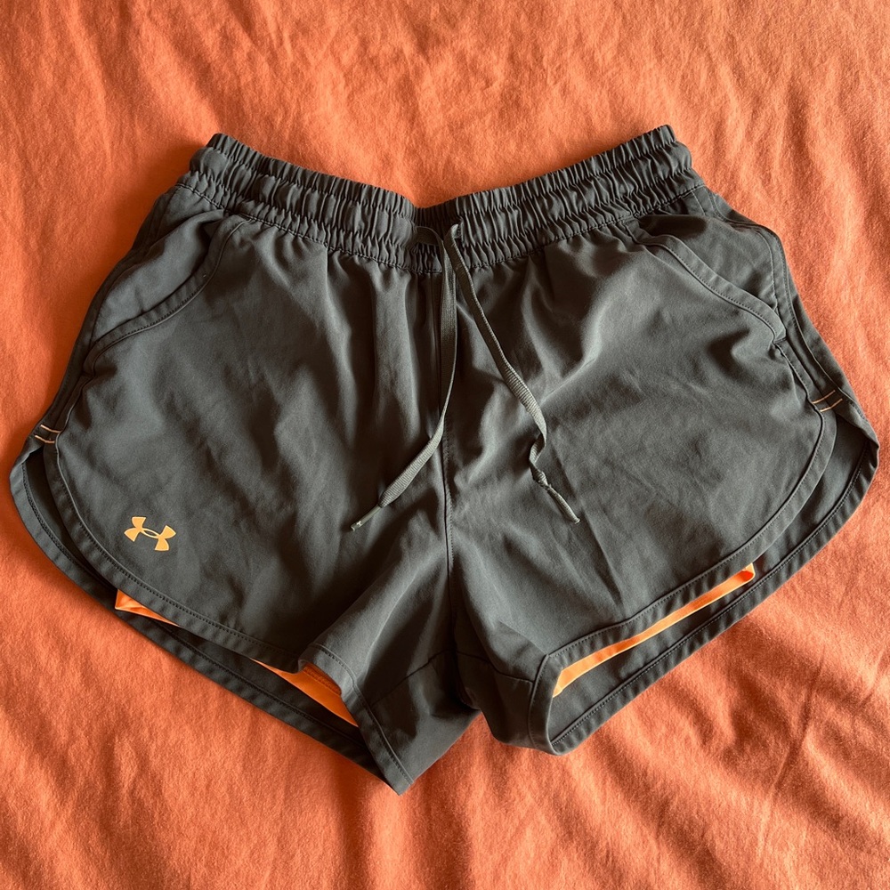 Under Armour Women's Charcoal and Orange Athletic Shorts